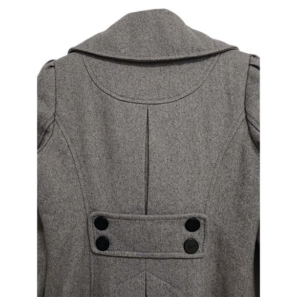 Guess Wool Pea Coat Womens Sz S Gray Double Breasted Large Lapel Collar Preppy - Picture 8 of 16